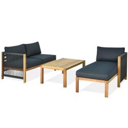 HW63869BPlus Patio Acacia Sofa Set with Nylon Armrest - 3 Piece