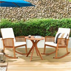 HW63883 27 in. Outdoor Round Solid Wood Coffee Side Bistro Table