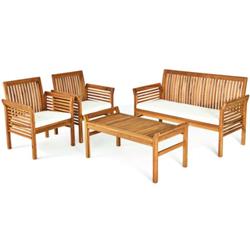 HW63884 Outdoor Acacia Wood Sofa Furniture Set - 4 Piece