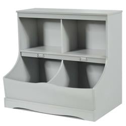 HW63982GR Kids Floor Cabinet Multi-Functional Bookcase, Gray