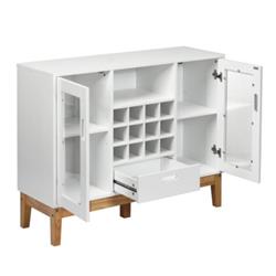 HW64000WH Wood Wine Storage Cabinet Sideboard Console Buffet Server, White