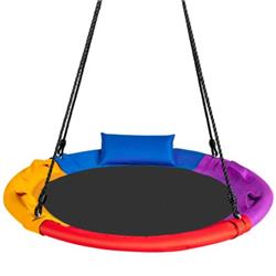 Picture of Total Tactic NP10048CL 40 in. Saucer Tree Outdoor Round Platform Swing with Pillow & Handle&#44; Multi Color