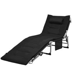 NP10050BK 4-Fold Oversize Padded Folding Lounge Chair with Removable Soft Mattress, Black