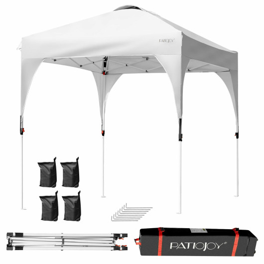 NP10051WH 6.6 x 6.6 ft. Pop Up Height Adjustable Canopy Tent with Roller Bag, White