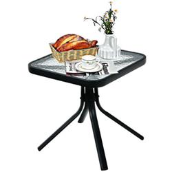 NP10077 18 in. Patio Coffee Side Table with Tempered Glass