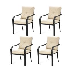 NP10080WL-BE Outdoor Dining Set with Removable Cushions & Rustproof Steel Frame, Beige - 4 Piece