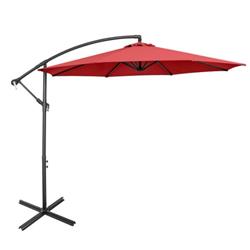 NP10171RE 10 ft. Offset Umbrella with 8 Ribs Cantilever & Cross Base Tilt Adjustment, Red