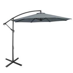 NP10171SL 10 ft. Offset Umbrella with 8 Ribs Cantilever & Cross Base Tilt Adjustment, Gray