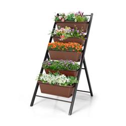 NP10182CF 5-Tier Vertical Garden Planter Box Elevated Raised Bed with 5 Container, Brown