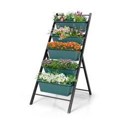 5-Tier Vertical Garden Planter Box Elevated Raised Bed with 5 Container - Green