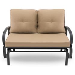 Picture of Total Tactic NP10186BE Patio 2-Person Glider Bench Rocking Loveseat Cushioned Armrest&#44; Beige
