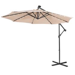 NP10194BE 10 ft. Patio Solar Powered Cantilever Umbrella with Tilting System, Beige