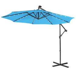 NP10194LS 10 ft. Patio Solar Powered Cantilever Umbrella with Tilting System, Blue