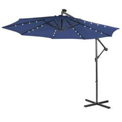 NP10194NY 10 ft. Patio Solar Powered Cantilever Umbrella with Tilting System, Navy