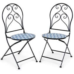 Picture of Total Tactic NP10208-22 Patio Folding Mosaic Bistro Chair with Blue Floral Pattern - 2 Piece