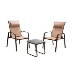 NP10222CF Patio Bistro Furniture Set with Adjustable Backrest, Brown - 3 Piece