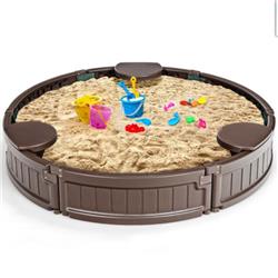 Picture of Total Tactic NP10242BN Sandbox with Built-in Corner Seat & Cover&#44; Brown