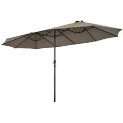 NP10245CF 15 ft. Patio Double-Sided Umbrella with Hand-Crank System, Brown