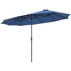 NP10245NY 15 ft. Patio Double-Sided Umbrella with Hand-Crank System, Navy