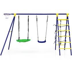 Picture of Total Tactic NP10248 5-in-1 Outdoor Kids Swing Set with A-Shaped Metal Frame & Ground Stake