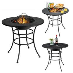 NP10257 31.5 in. Patio Fire Pit Dining Table with Cooking BBQ Grate -  Total Tactic