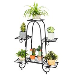 NP10278BK 6-Tier Plant Stand with Adjustable Foot Pads, Black