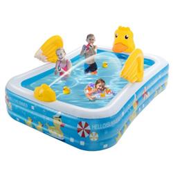 Picture of Total Tactic NP10336US-BL Inflatable Swimming Pool Duck Themed Kiddie Pool with Sprinkler for Age Over 3&#44; Blue