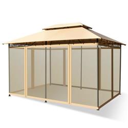 NP10354CF 10 x 13 ft. Tent Canopy Shelter with Removable Netting Sidewall, Tan