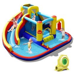 NP10365US 7-in-1 Inflatable Water Slide Water Park Kids Bounce Castle with 735W Air Blower