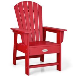 NP10379RE Patio Kids Adirondack Chair with Ergonomic Backrest, Red
