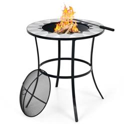 NP10388 23.5 in. Round Fire Pit Table with Mesh Cover & Fire Poker