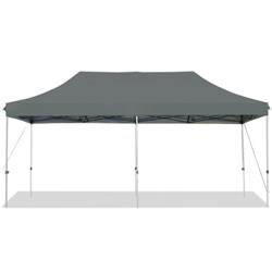 NP10417GR 10 x 20 ft. Adjustable Folding Heavy Duty Sun Shelter with Carrying Bag, Gray