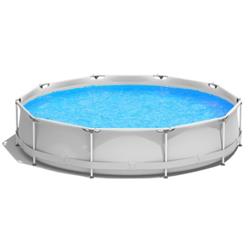 NP10424GR Round Above Ground Swimming Pool with Pool Cover, Gray