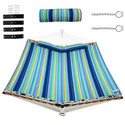 NP10429BL Patio Hammock Foldable Portable Swing Chair Bed with Detachable Pillow, Blue
