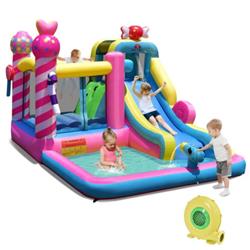 Picture of Total Tactic NP10431 Sweet Candy Inflatable Bounce House with Water Slide & 480W Blower