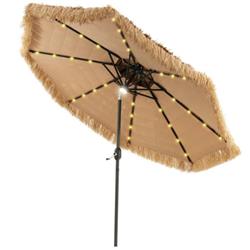 NP10439 9 ft. Solar Powered Thatched Tiki Patio Umbrella with LED Lights