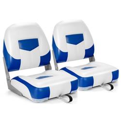 NP10447BL-2 Folding Low Back Fishing Boat Seat with Stainless Steel Screws, Blue - Set of 2 -  Total Tactic