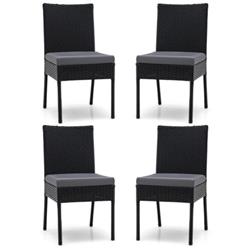 Picture of Total Tactic NP10463DK-4 Patio Rattan Wicker Dining Chair Set with Soft Cushions&#44; Black - Set of 4