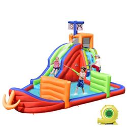 Picture of Total Tactic NP10475US 6-in-1 Pirate Ship Waterslide Kids Inflatable Castle with Water Guns & 735W Blower
