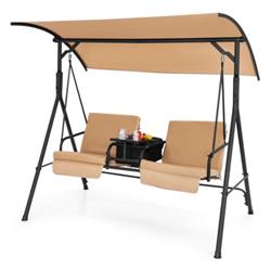 NP10493BN Porch Swing Chair with Adjustable Canopy, Beige