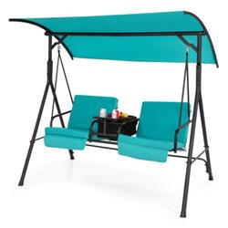 NP10493TU Porch Swing Chair with Adjustable Canopy, Turquoise
