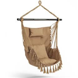 Picture of Total Tactic NP10556BE Hanging Rope Swing Chair with Soft Pillow & Cushions&#44; Beige