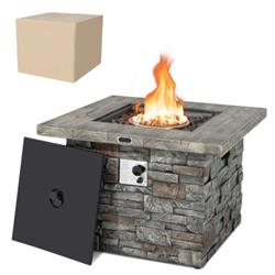 NP10630WL-GR 34.5 in. Square Propane Gas Fire Pit Table with Lava Rock & PVC Cover, Gray -  Total Tactic