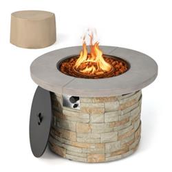 NP10631WL-GR 36 in. Propane Gas Fire Pit Table with Lava Rock & PVC cover, Gray -  Total Tactic