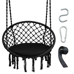 NP10698DK Cushioned Hammock Swing Chair with Hanging Kit, Black