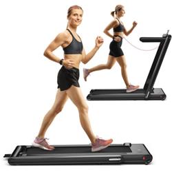 Picture of Total Tactic SP37747US-DK 2-in-1 Folding Treadmill 2.25HP Jogging Machine with Dual LED Display, Black