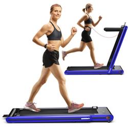 Picture of Total Tactic SP37747US-NY 2-in-1 Folding Treadmill 2.25HP Jogging Machine with Dual LED Display, Navy