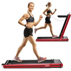 Picture of Total Tactic SP37747US-RE 2-in-1 Folding Treadmill 2.25HP Jogging Machine with Dual LED Display, Red