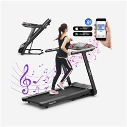 SP37749WL-DK 4.75HP Folding Treadmill with Preset Programs Touch Screen Control, Black