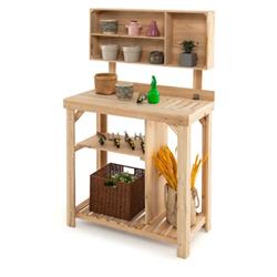 Picture of Total Tactic TH10011 Garden Wooden Potting Table Workstation with Storage Shelf